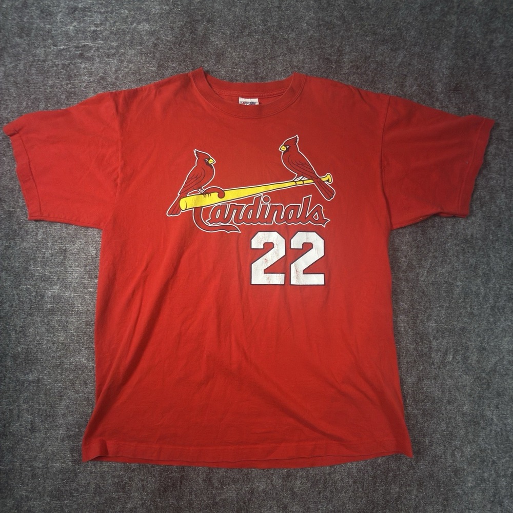 Majestic St Louis Cardinals T Shirt Mens L Red Will Clark 22 USA Vintage Y2K MLB